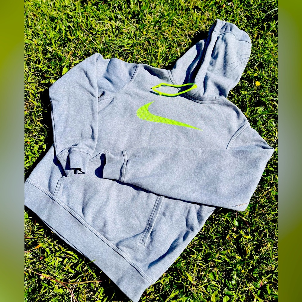Nike Hooded Sweatshirt Size Medium with Bright Yellow Swoosh